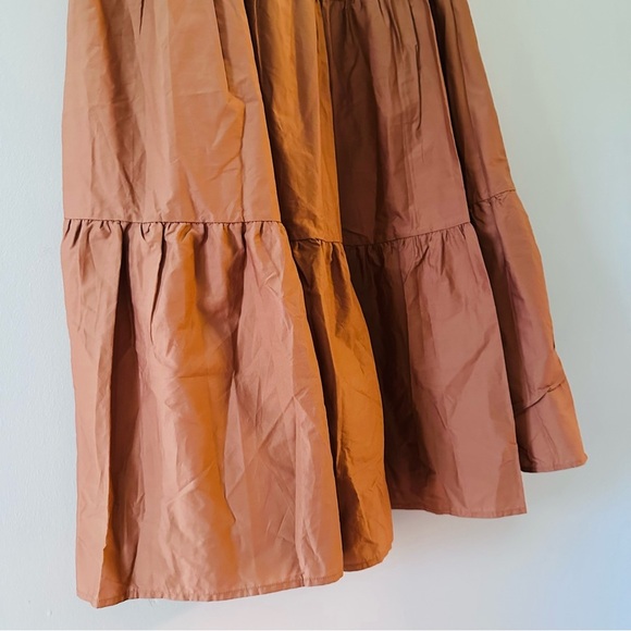 Skies are Blue Diana Poplin Tiered Ruffle Maxi Dress Tuscan Tan Size Medium - Picture 12 of 14